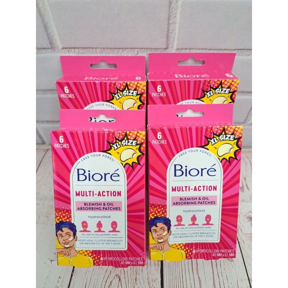 4 Pk, 24 Patches, Biore Multi-Action Blemish & Oil Absorbing Patches  Exp 12/25
